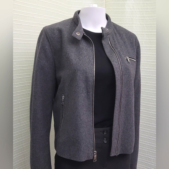 GAP Jackets & Blazers - GAP Wool Moto Biker Jacket Charcoal Gray Size Medium